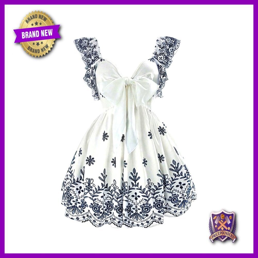 Plus Size Vintage Floral Cap Sleeve Dress Shirred Ruffle A-Line Casual - Picture 1 of 5